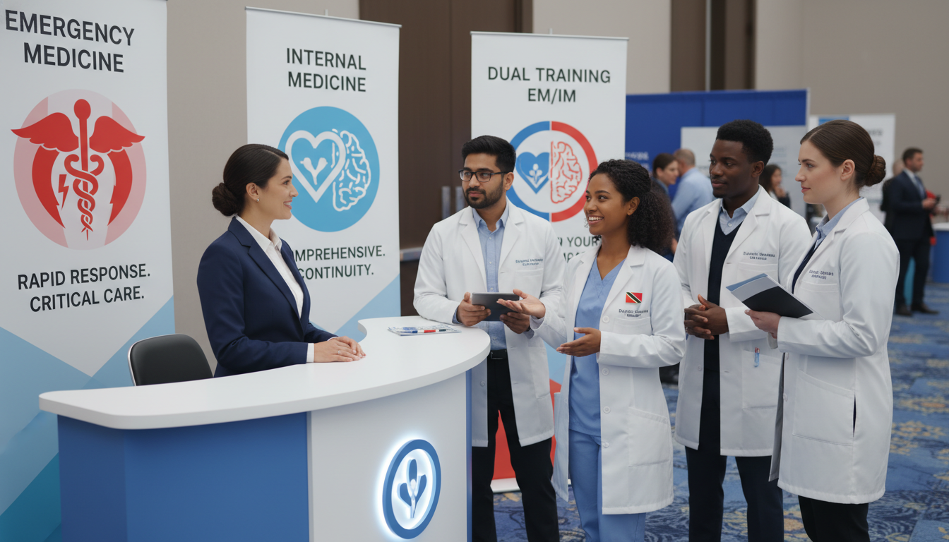 Emergency medicine-internal medicine resident networking at a professional conference - Caribbean medical school residency fo