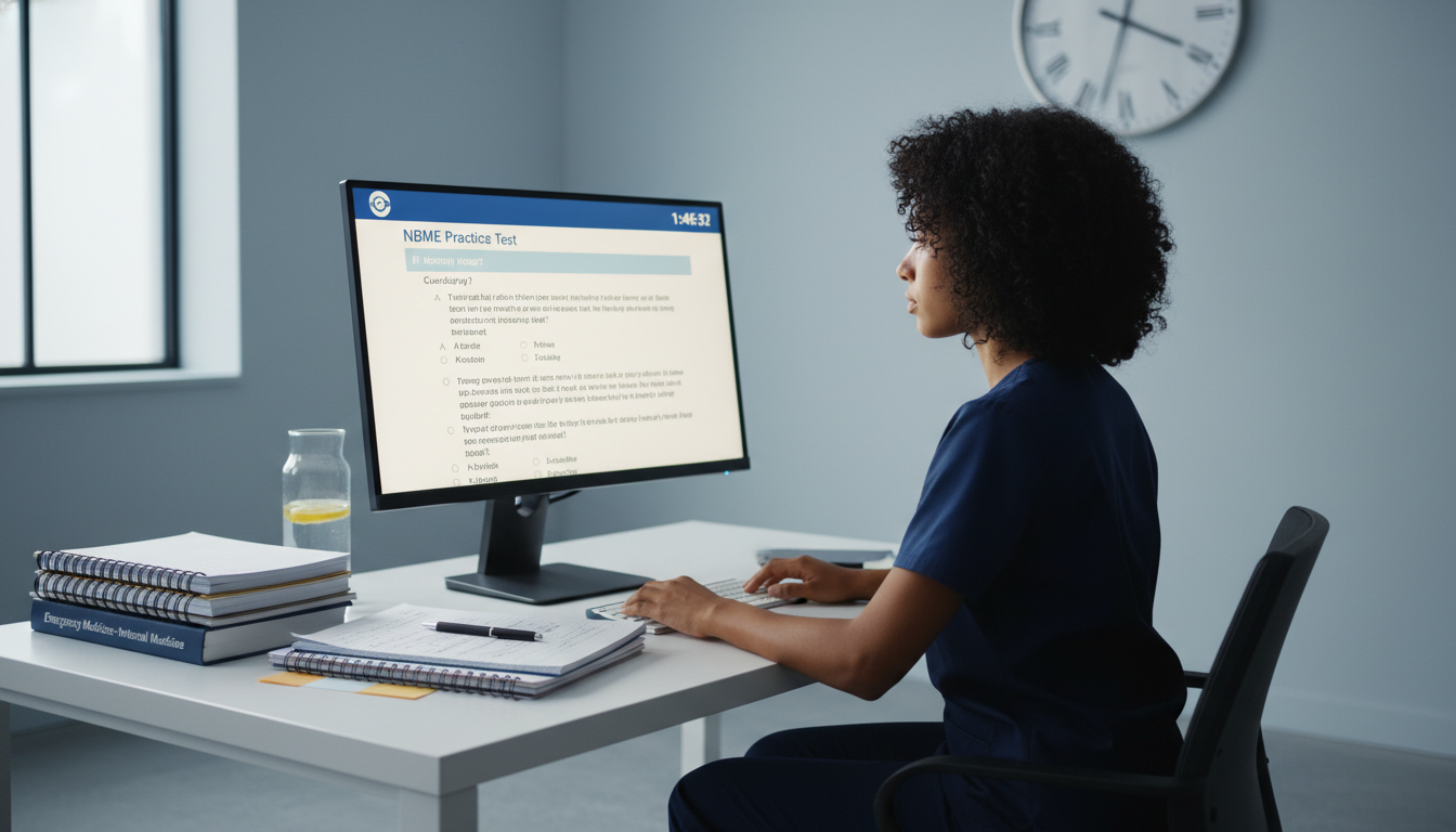 Medical student taking an NBME practice exam Medical student taking an NBME practice exam - Caribbean medical school residency for USMLE Step 2 CK Preparation for Caribbe