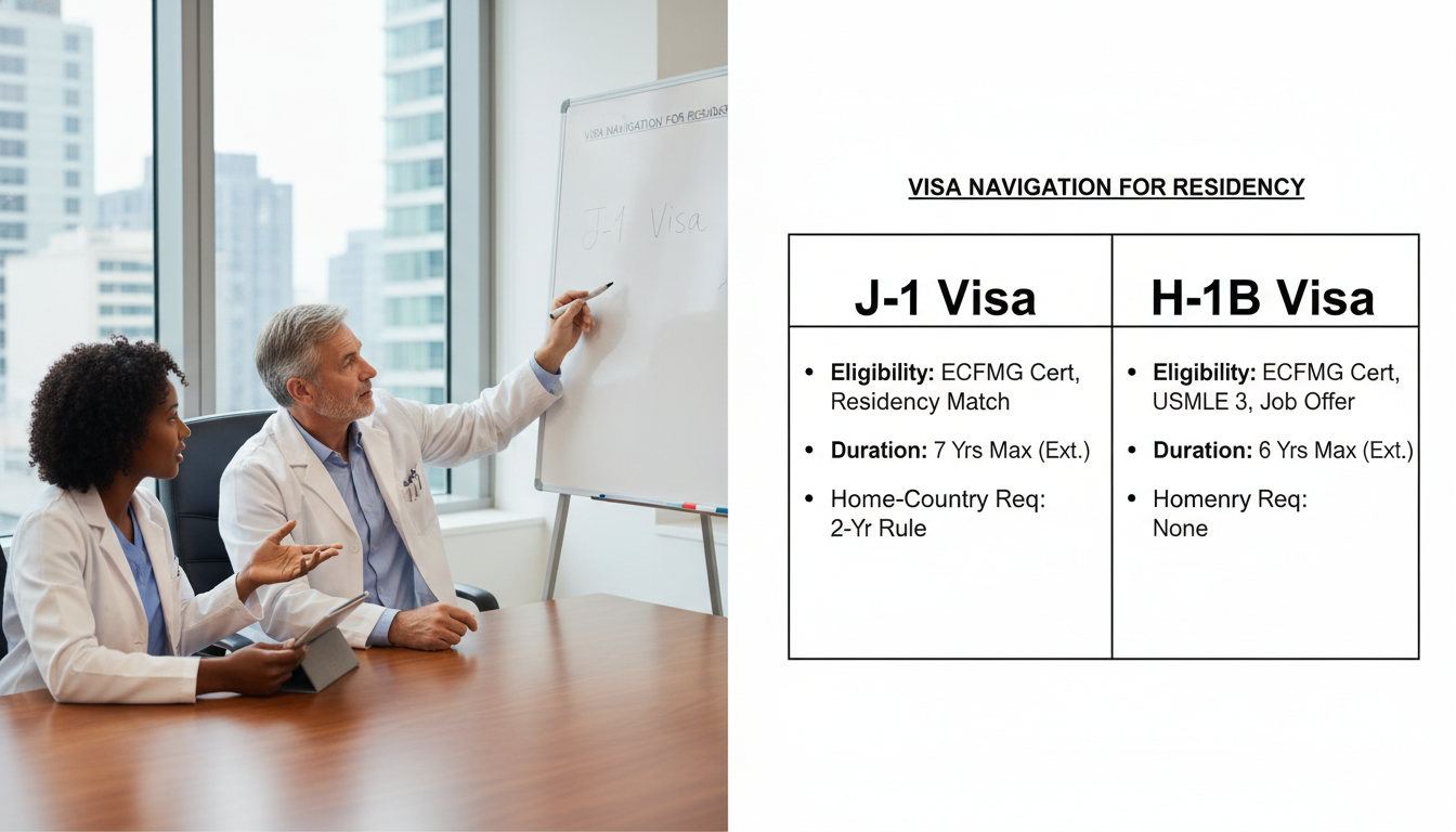 Comparison of J-1 vs H-1B visa for Caribbean IMGs in EM-IM - Caribbean medical school residency for Visa Navigation for Resid