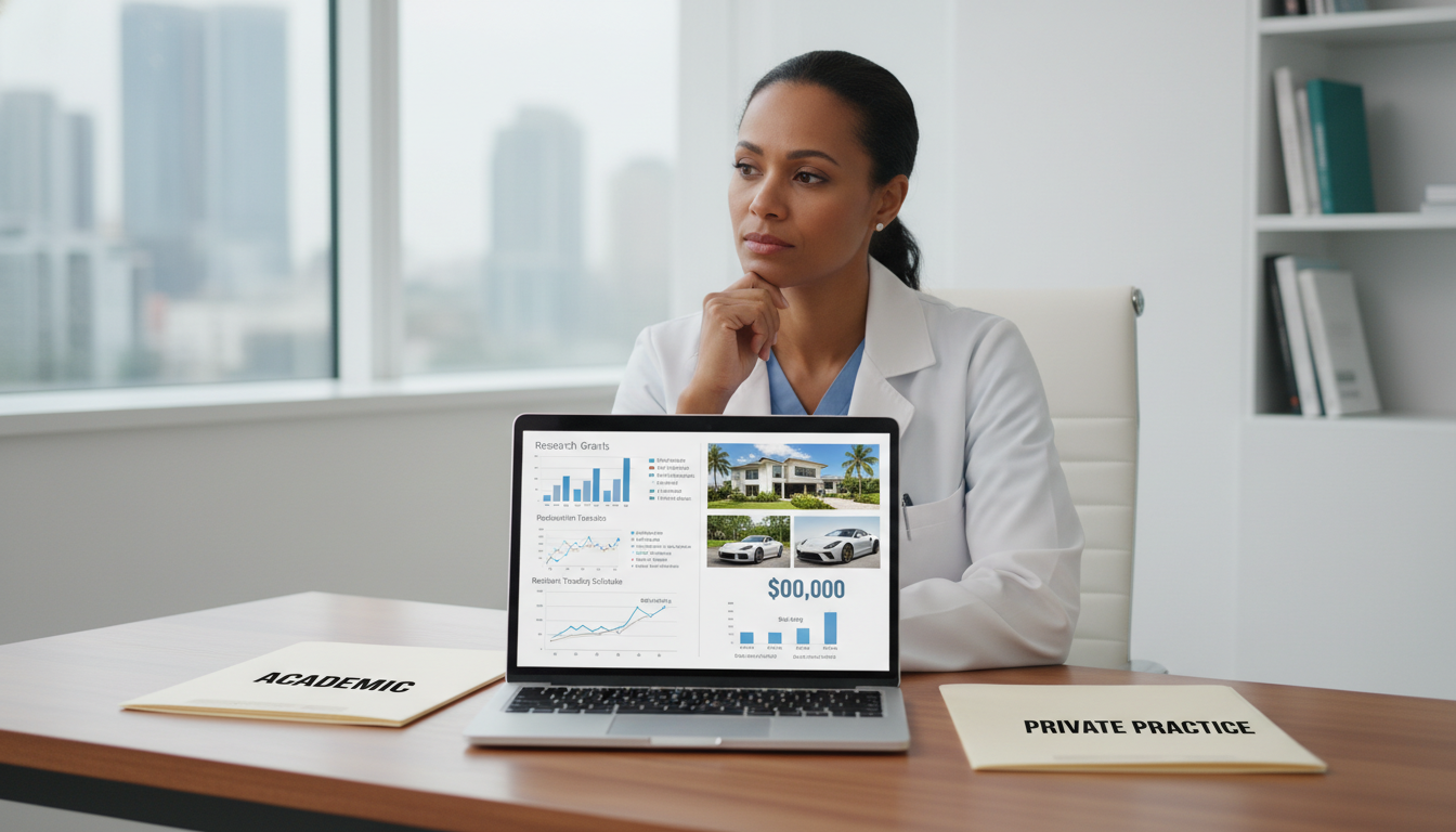 Emergency medicine physician comparing academic and private practice career paths - Caribbean medical school residency for Ac