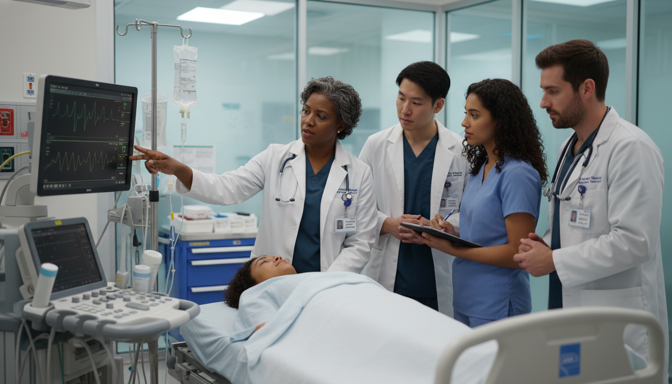 Emergency medicine residents teaching a Caribbean IMG student Emergency medicine residents teaching a Caribbean IMG student - Caribbean medical school residency for Away Rotation Strategy