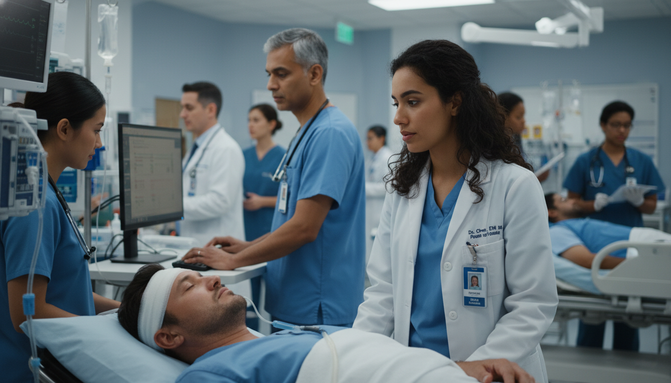 Emergency medicine resident IMG working in a busy trauma bay - Caribbean medical school residency for H-1B Sponsorship Progra