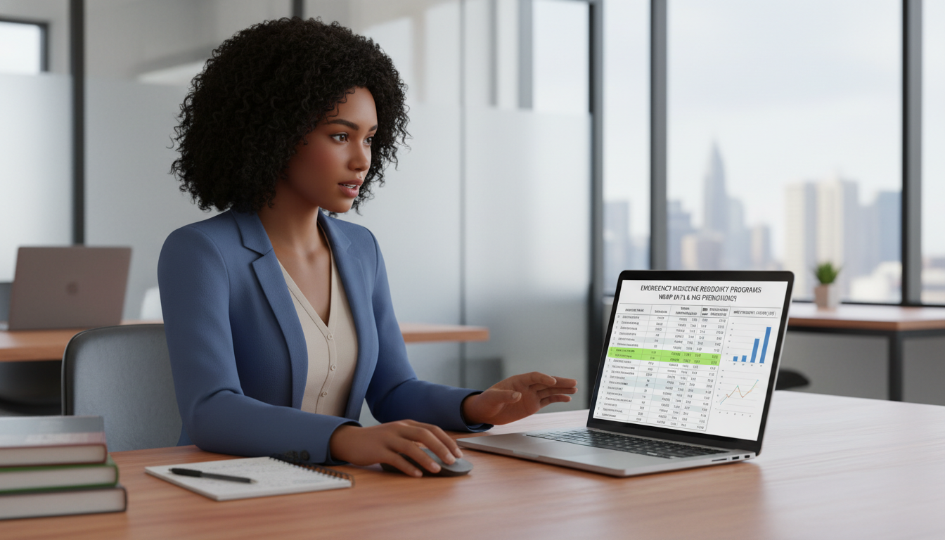 Residency applicant analyzing emergency medicine program data - Caribbean medical school residency for Program Selection Stra