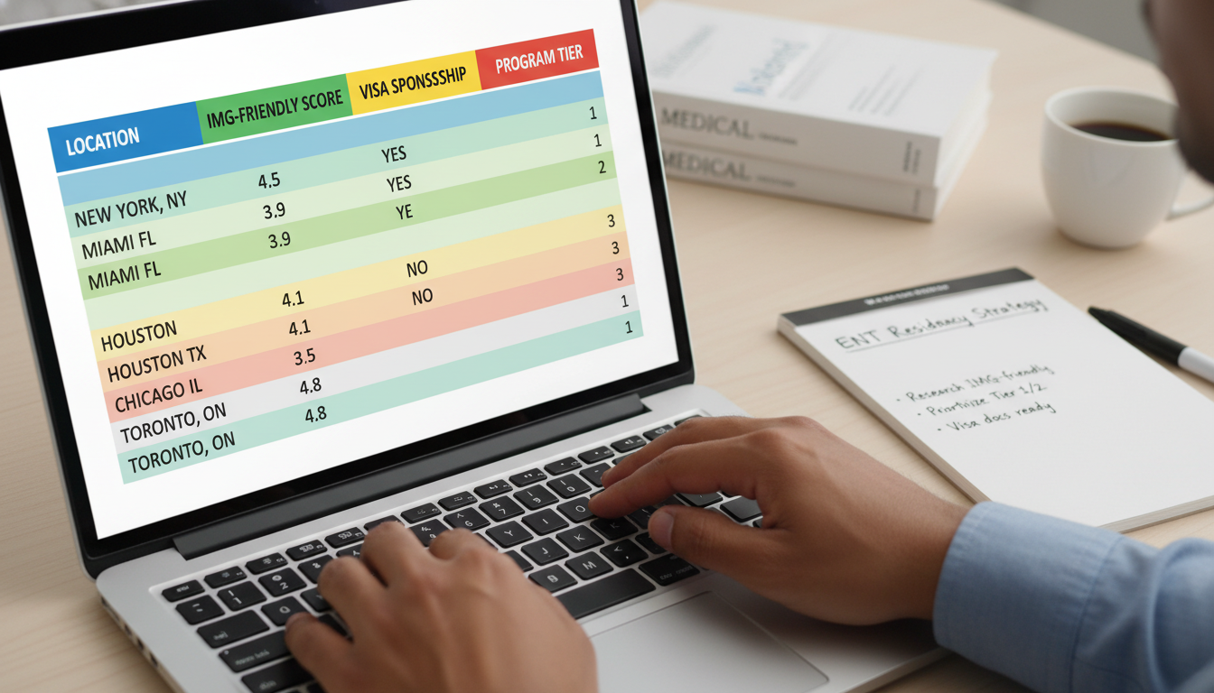 Residency program spreadsheet with tiers for ENT applications - Caribbean medical school residency for Program Selection Stra