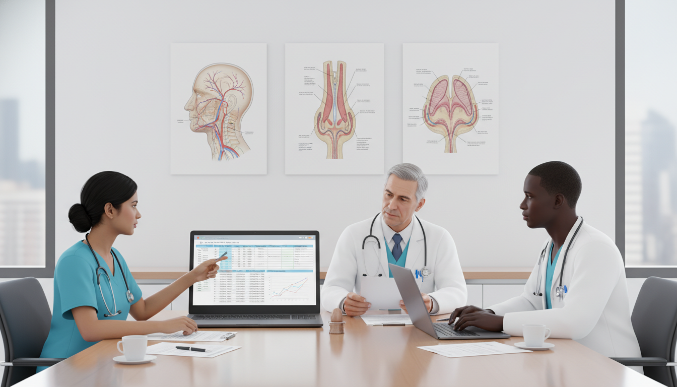 ENT resident mentors and international medical graduate collaborating on research ENT resident mentors and international medical graduate collaborating on research - Caribbean medical school residency for Ul