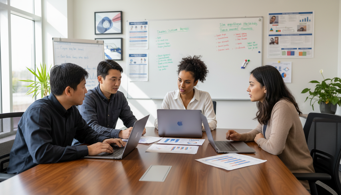 Family Medicine Residents Engaged in Quality Improvement Meeting - Caribbean medical school residency for Research During Res