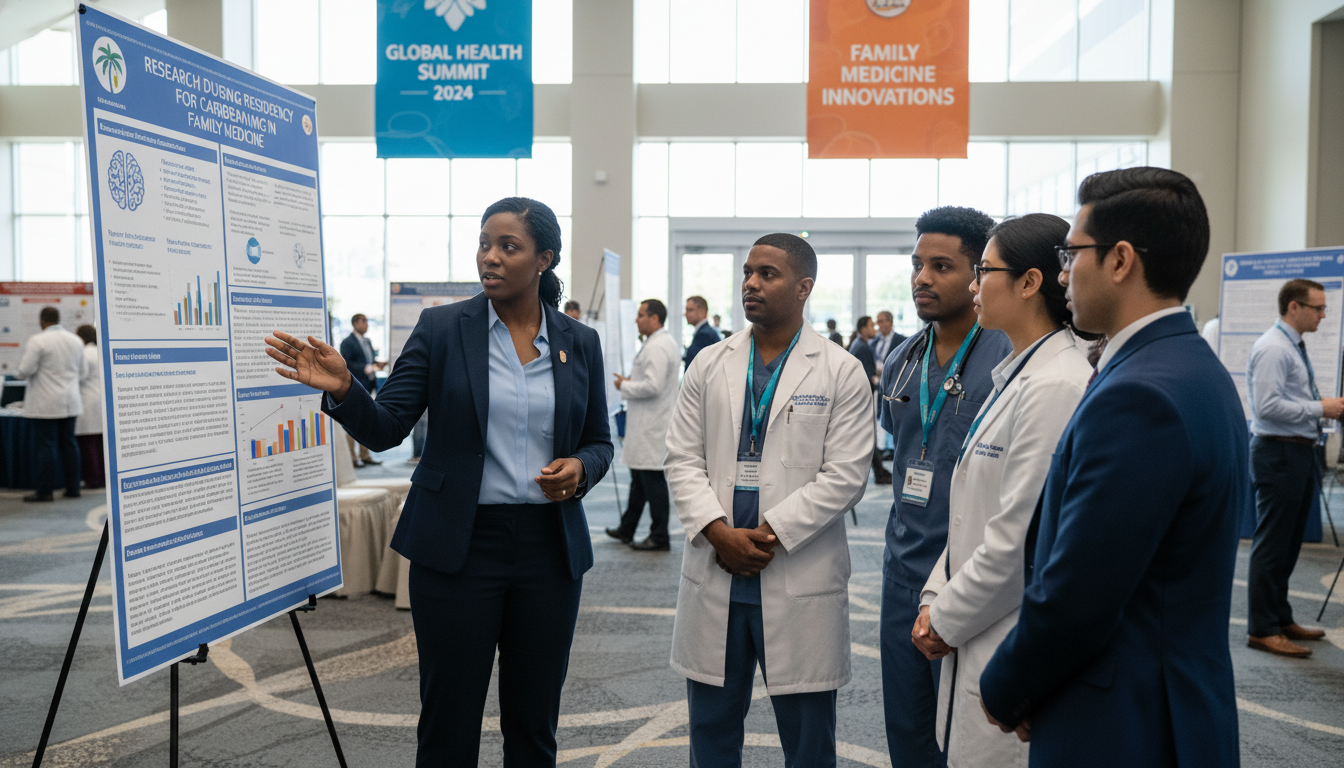 Caribbean IMG Presenting a Research Poster at a Medical Conference - Caribbean medical school residency for Research During R