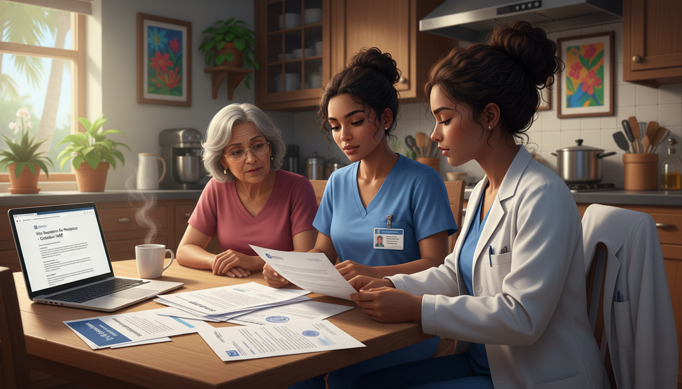 International medical graduate family medicine resident with family reviewing immigration documents International medical graduate family medicine resident with family reviewing immigration documents - Caribbean medical schoo