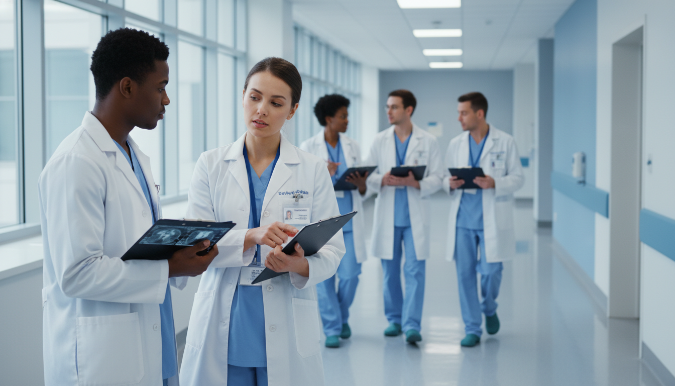 General surgery resident teaching Caribbean IMG medical student during away rotation General surgery resident teaching Caribbean IMG medical student during away rotation - Caribbean medical school residency for