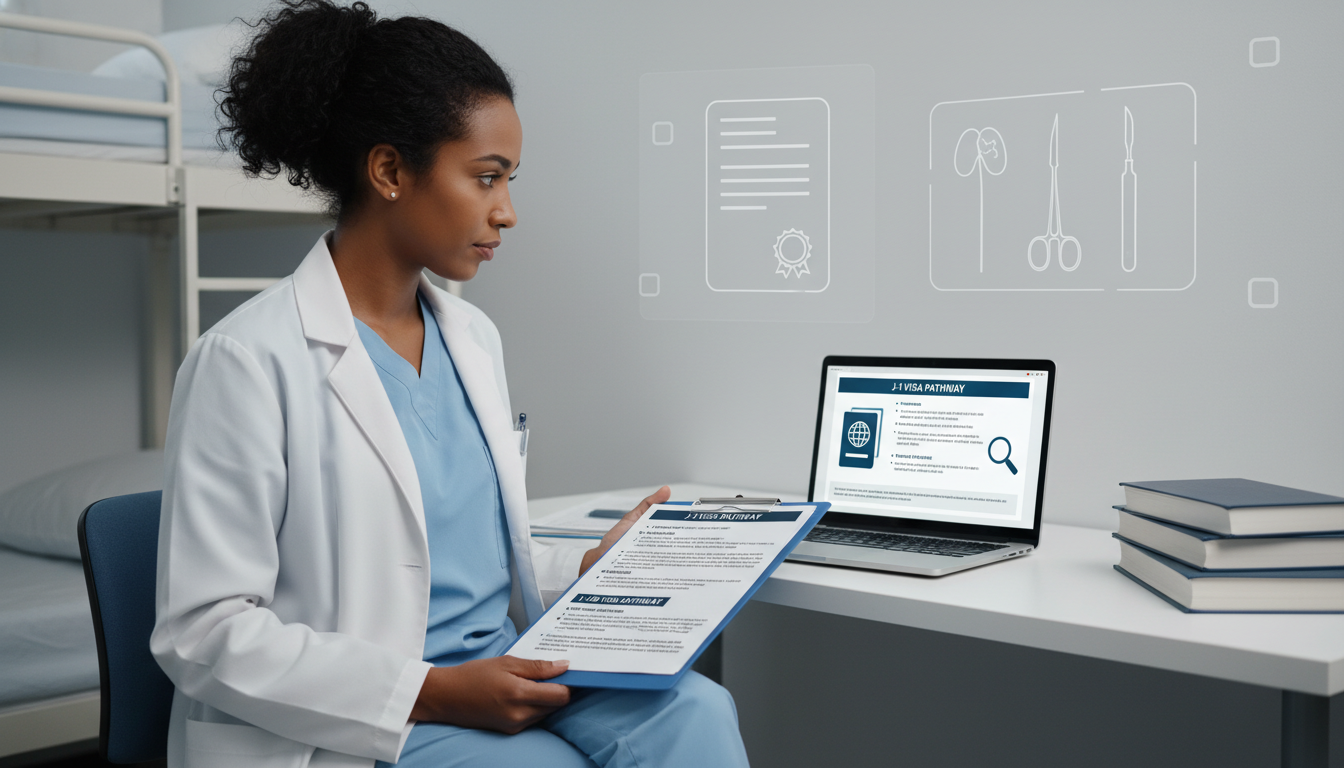 Caribbean IMG general surgery resident reviewing J-1 vs H-1B visa pathways Caribbean IMG general surgery resident reviewing J-1 vs H-1B visa pathways - Caribbean medical school residency for Visa Navi
