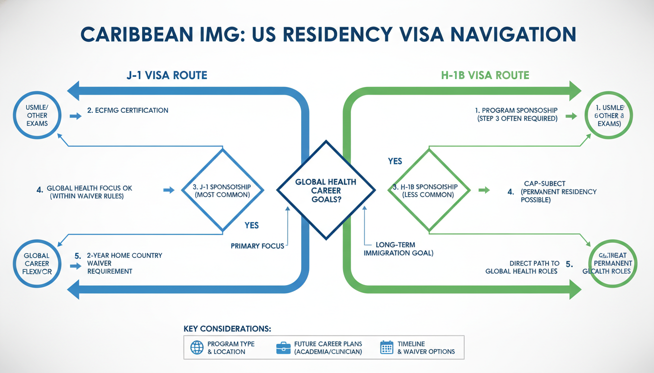 Flowchart of visa pathways for Caribbean IMG applying to U.S. residency Flowchart of visa pathways for Caribbean IMG applying to U.S. residency - Caribbean medical school residency for Visa Navigat