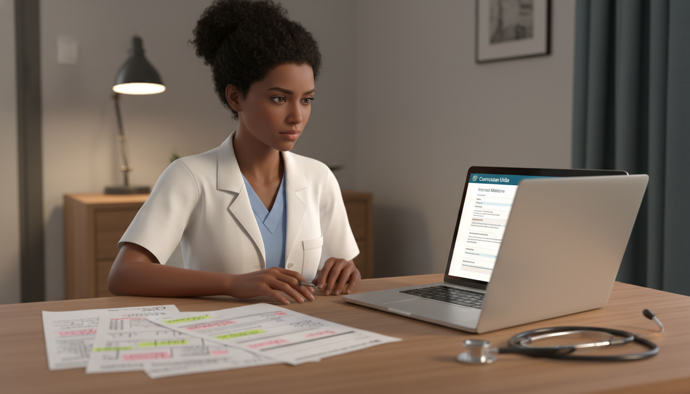 Caribbean IMG polishing residency CV at desk Caribbean IMG polishing residency CV at desk - Caribbean medical school residency for CV Building for Caribbean IMG in Intern