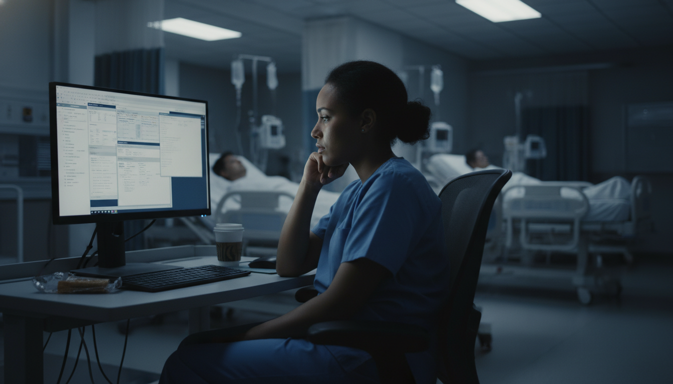 Exhausted internal medicine resident working late in hospital ward Exhausted internal medicine resident working late in hospital ward - Caribbean medical school residency for Resident Turnover