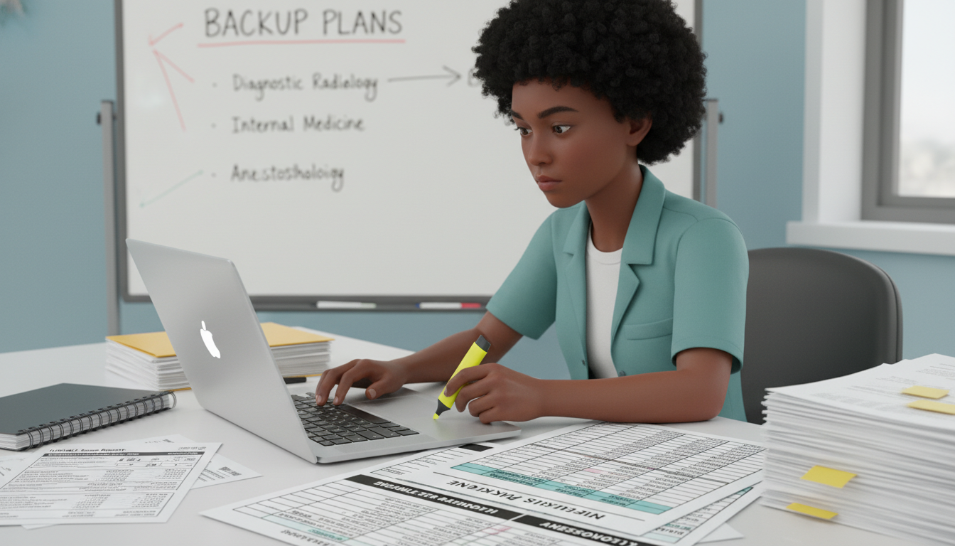 Caribbean IMG organizing dual residency applications on laptop Caribbean IMG organizing dual residency applications on laptop - Caribbean medical school residency for Backup Specialty Plan