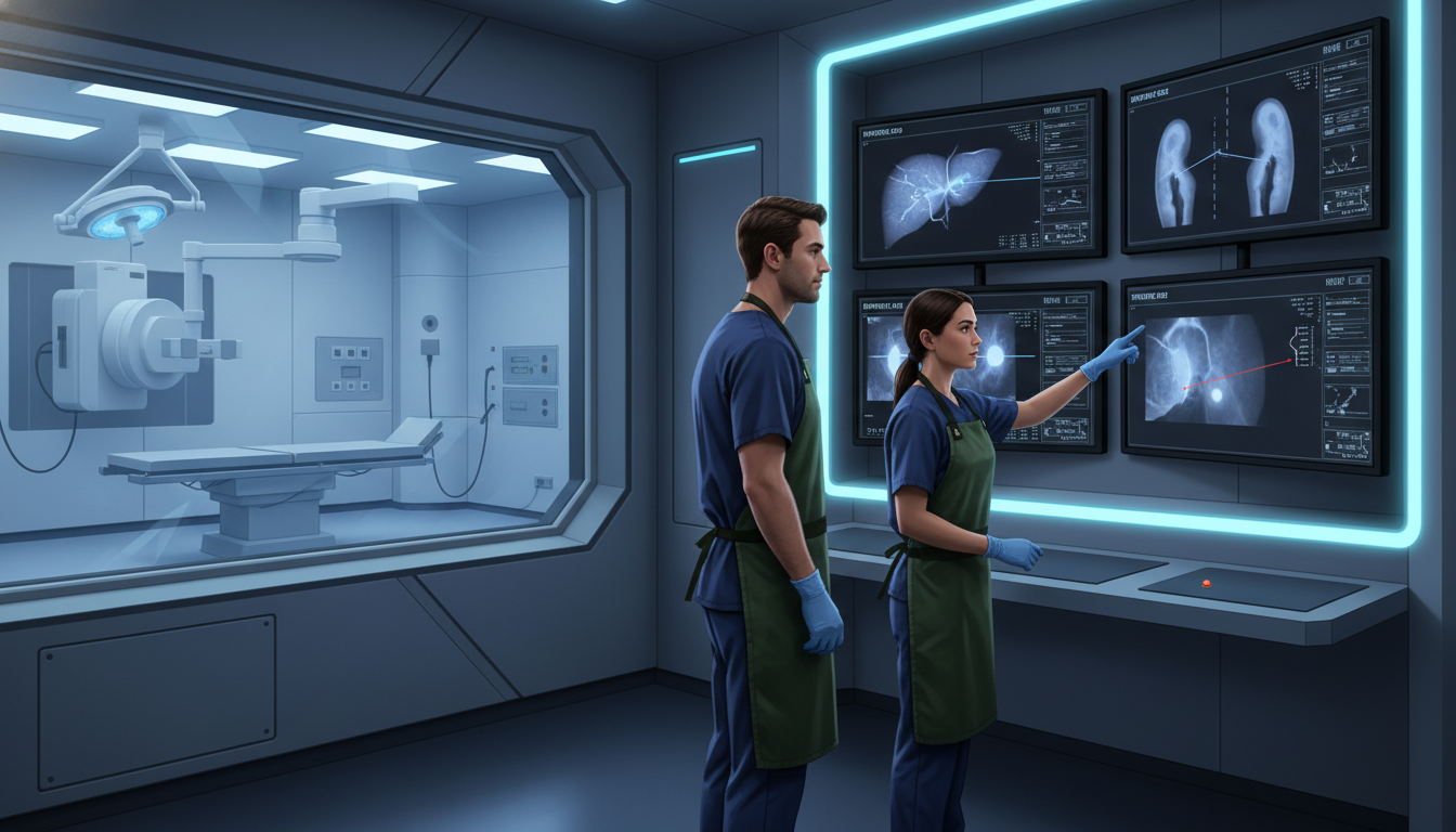 Interventional radiology resident reviewing procedure mix and case diversity - Caribbean medical school residency for Case Vo
