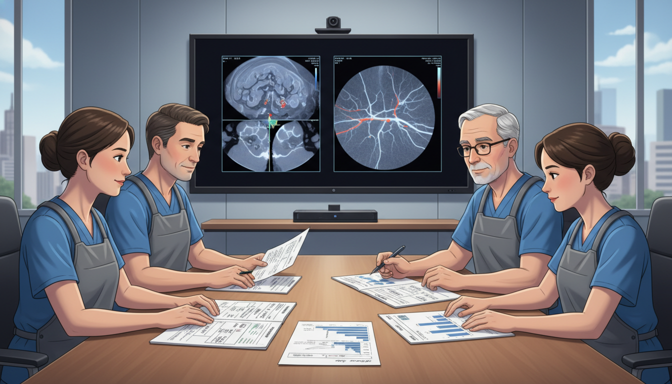 Interventional radiology residents discussing case logs with program director - Caribbean medical school residency for Case V