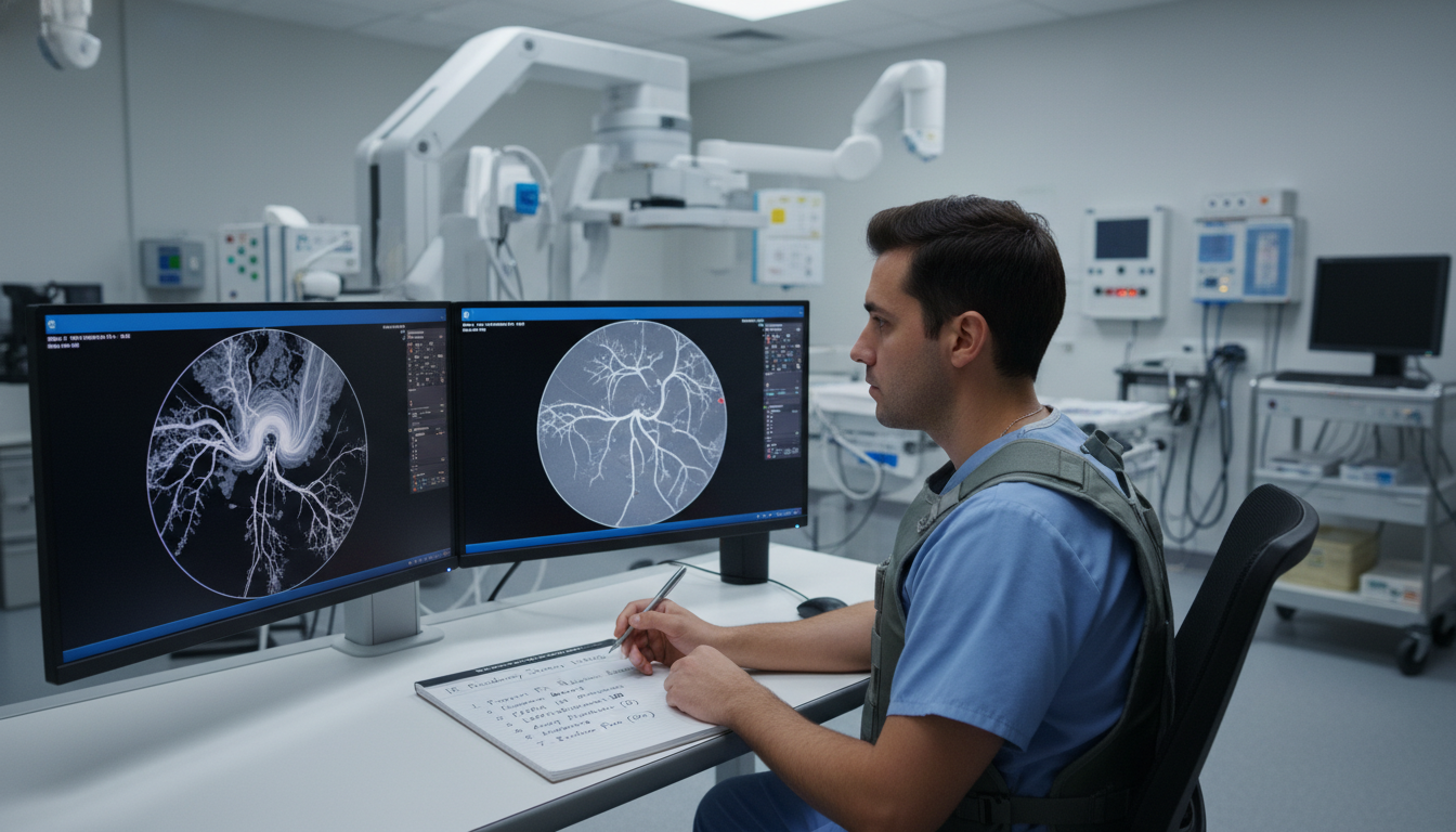 Interventional radiology resident reviewing procedures and program options Interventional radiology resident reviewing procedures and program options - Caribbean medical school residency for Program S