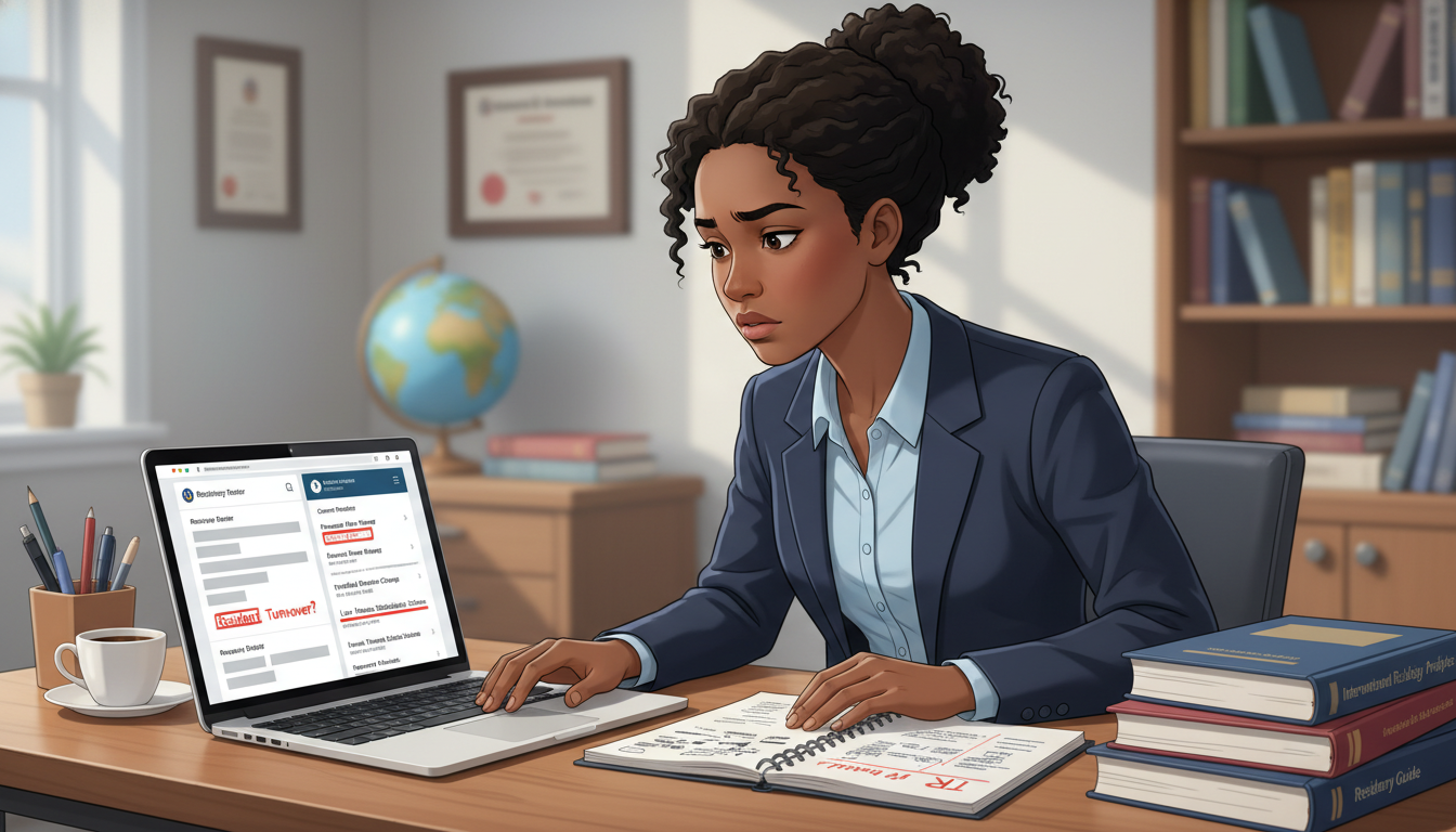 Caribbean IMG evaluating residency program red flags on laptop Caribbean IMG evaluating residency program red flags on laptop - Caribbean medical school residency for Resident Turnover War