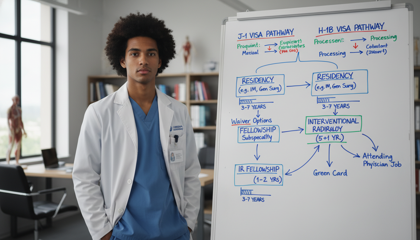 Flowchart of visa options for Caribbean IMG entering interventional radiology Flowchart of visa options for Caribbean IMG entering interventional radiology - Caribbean medical school residency for Visa N