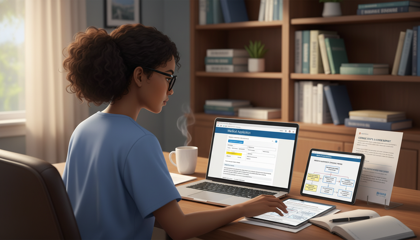 Caribbean IMG working on residency application documents in a quiet study area - Caribbean medical school residency for Low S