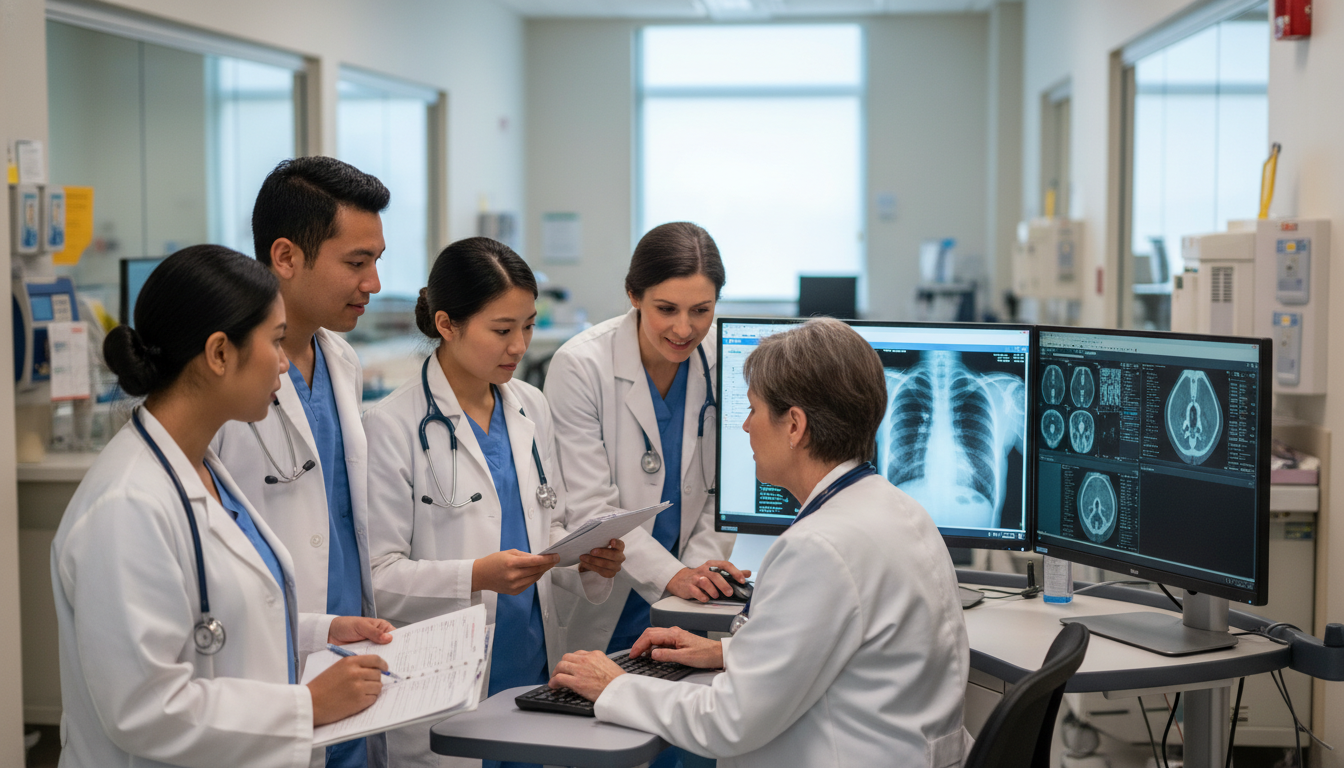 Medicine-Pediatrics team discussing a complex patient case involving both adult and pediatric care - Caribbean medical school
