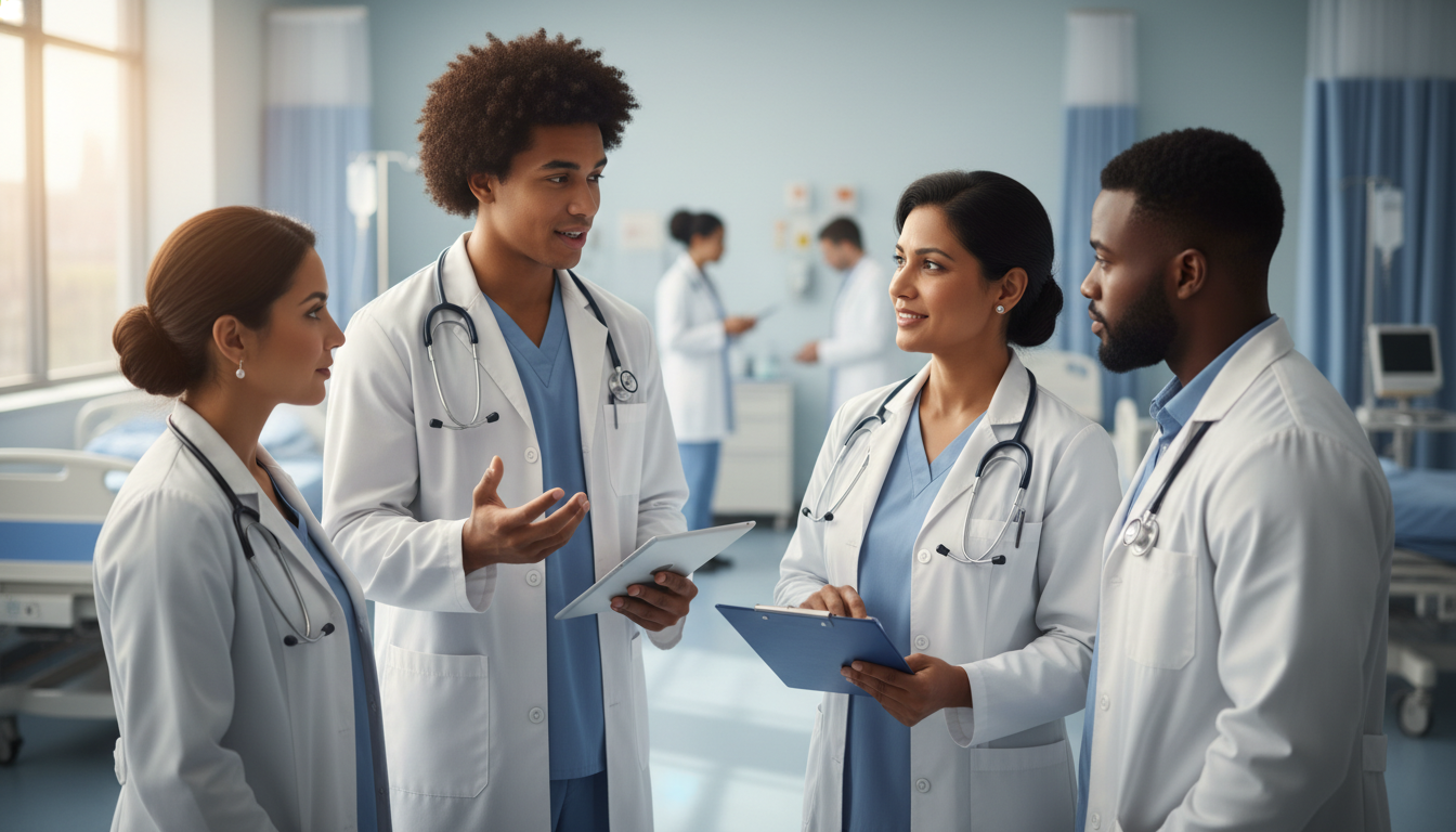 Caribbean medical student networking with residents on clinical rotation Caribbean medical student networking with residents on clinical rotation - Caribbean medical school residency for Networking
