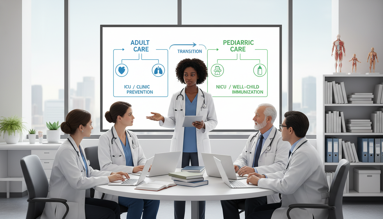 Medicine-Pediatrics resident discussing patient case Medicine-Pediatrics resident discussing patient case - Caribbean medical school residency for Pre-Interview Preparation for C