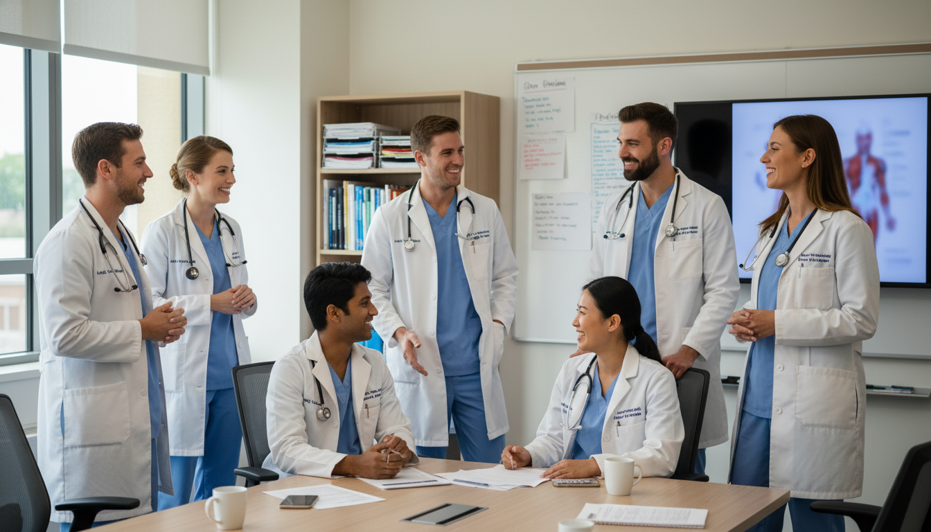 Medicine-Pediatrics residents discussing program culture and training Medicine-Pediatrics residents discussing program culture and training - Caribbean medical school residency for Questions to A