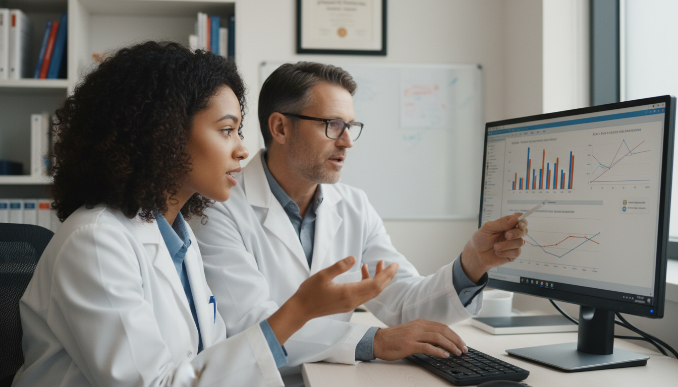 Caribbean IMG collaborating with a mentor on research - Caribbean medical school residency for Research Profile Building for