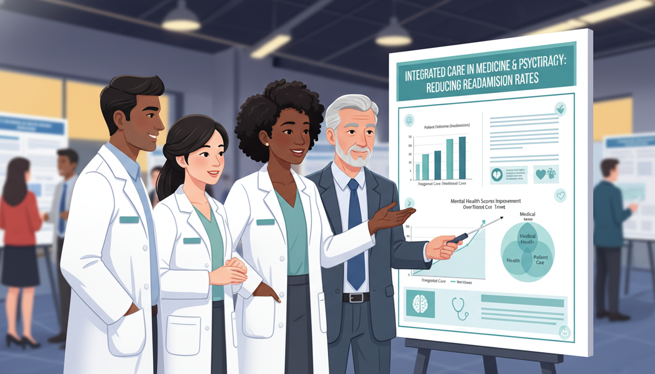 Medicine-psychiatry resident presenting a research poster - Caribbean medical school residency for Research During Residency