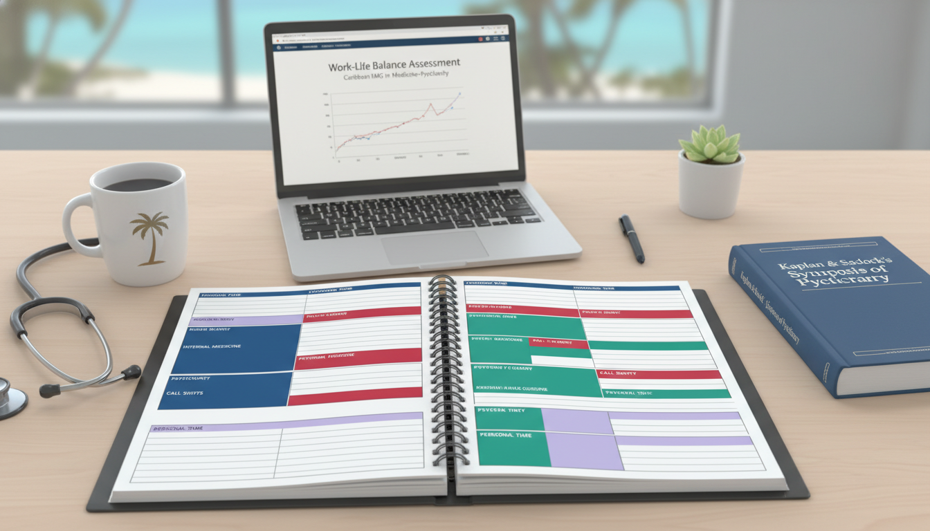 Illustration of medicine-psychiatry resident schedule and balance Illustration of medicine-psychiatry resident schedule and balance - Caribbean medical school residency for Work-Life Balance