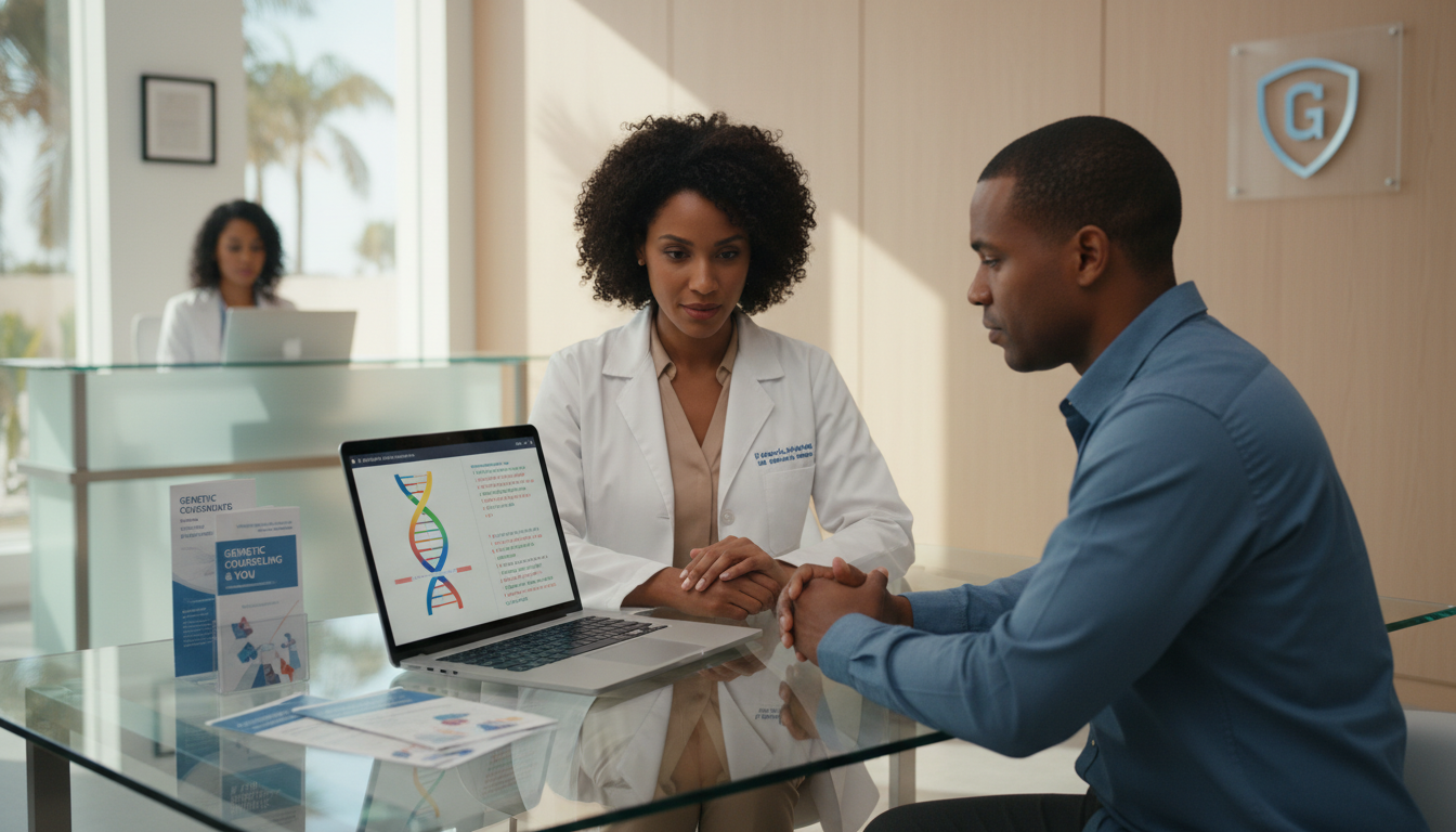 Medical geneticist in private practice consulting with a patient Medical geneticist in private practice consulting with a patient - Caribbean medical school residency for Academic vs Private