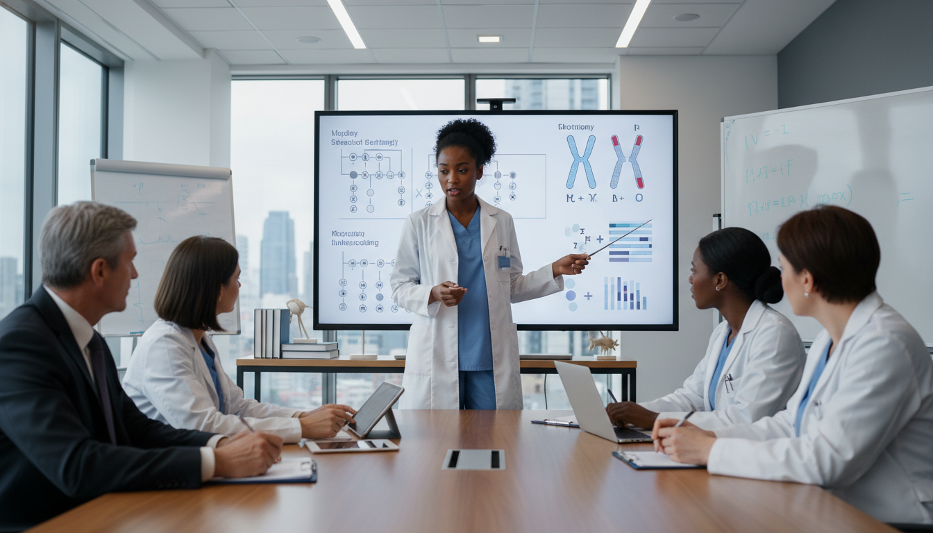 Medical student presenting a genetics case during an away rotation - Caribbean medical school residency for Away Rotation Str