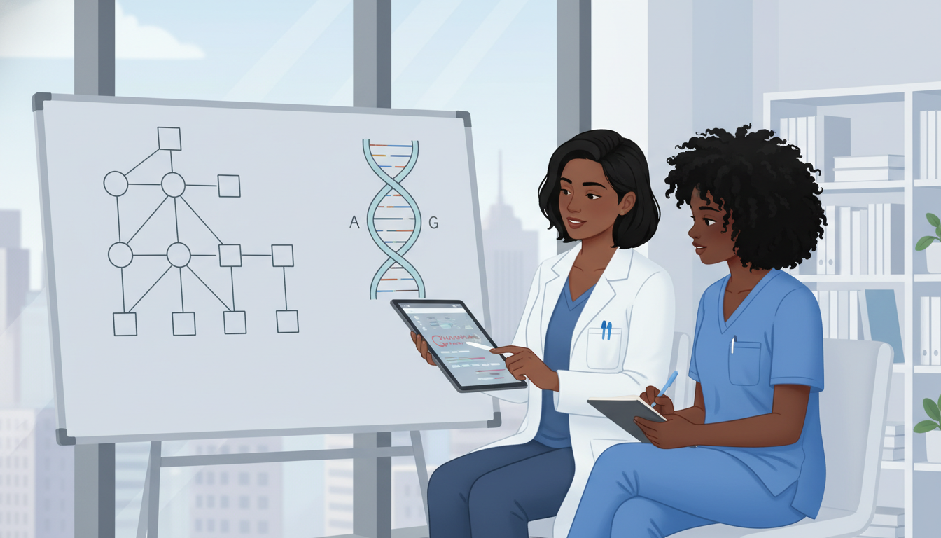 Attending physician mentoring Caribbean IMG during genetics consultation - Caribbean medical school residency for Letters of