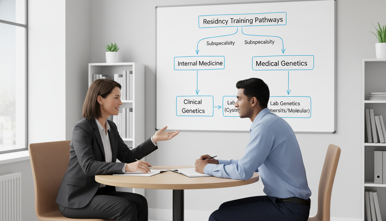Program director and international medical graduate discussing residency questions Program director and international medical graduate discussing residency questions - Caribbean medical school residency for Q