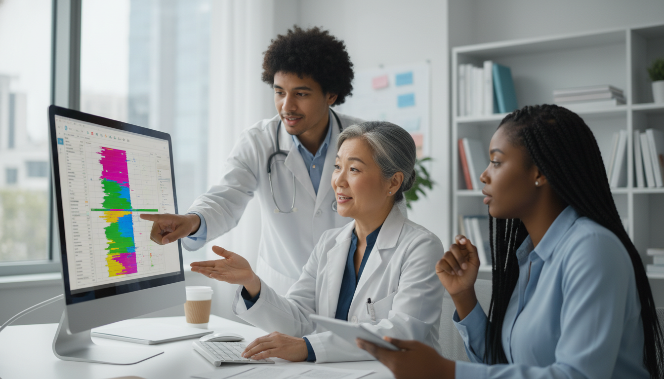Resident discussing genetic case with attending and genetics counselor Resident discussing genetic case with attending and genetics counselor - Caribbean medical school residency for Questions to