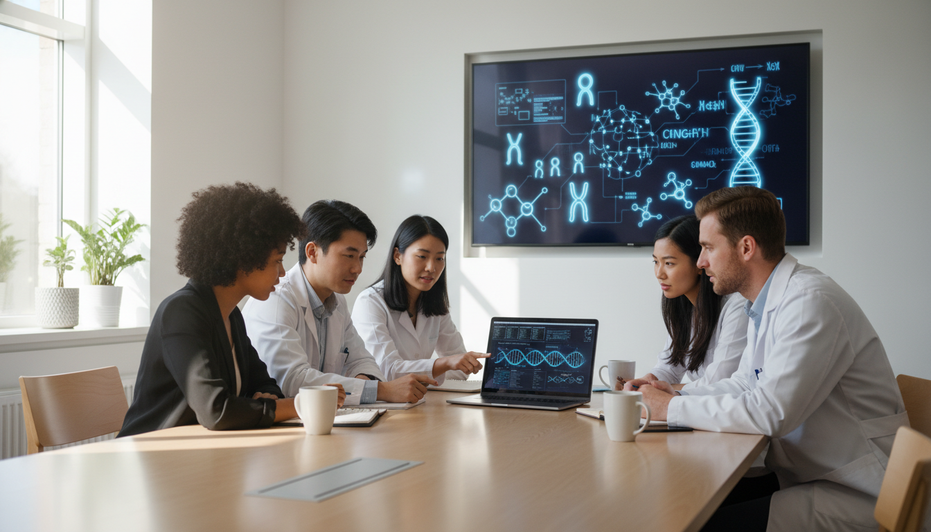 Medical genetics residents discussing cases in clinic Medical genetics residents discussing cases in clinic - Caribbean medical school residency for Work-Life Balance Assessment f