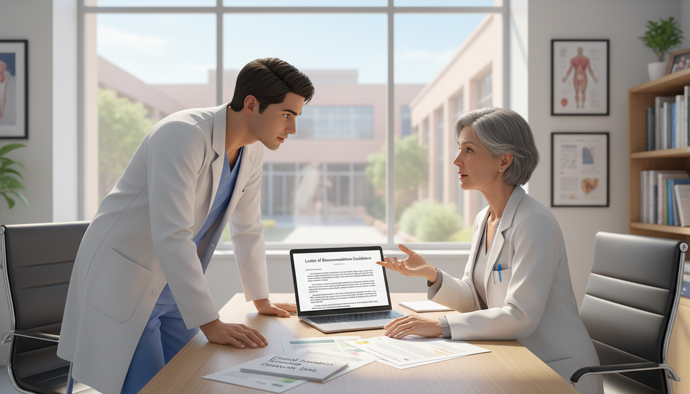 Resident doctor discussing letters of recommendation with clinical mentor - Caribbean medical school residency for Letters of