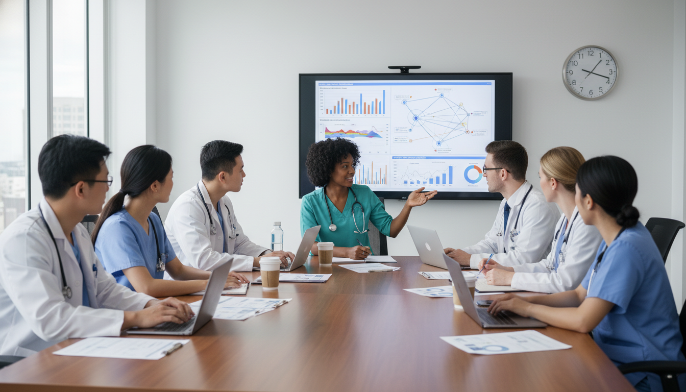 Residents collaborating on a clinical informatics quality improvement project Residents collaborating on a clinical informatics quality improvement project - Caribbean medical school residency for Questi