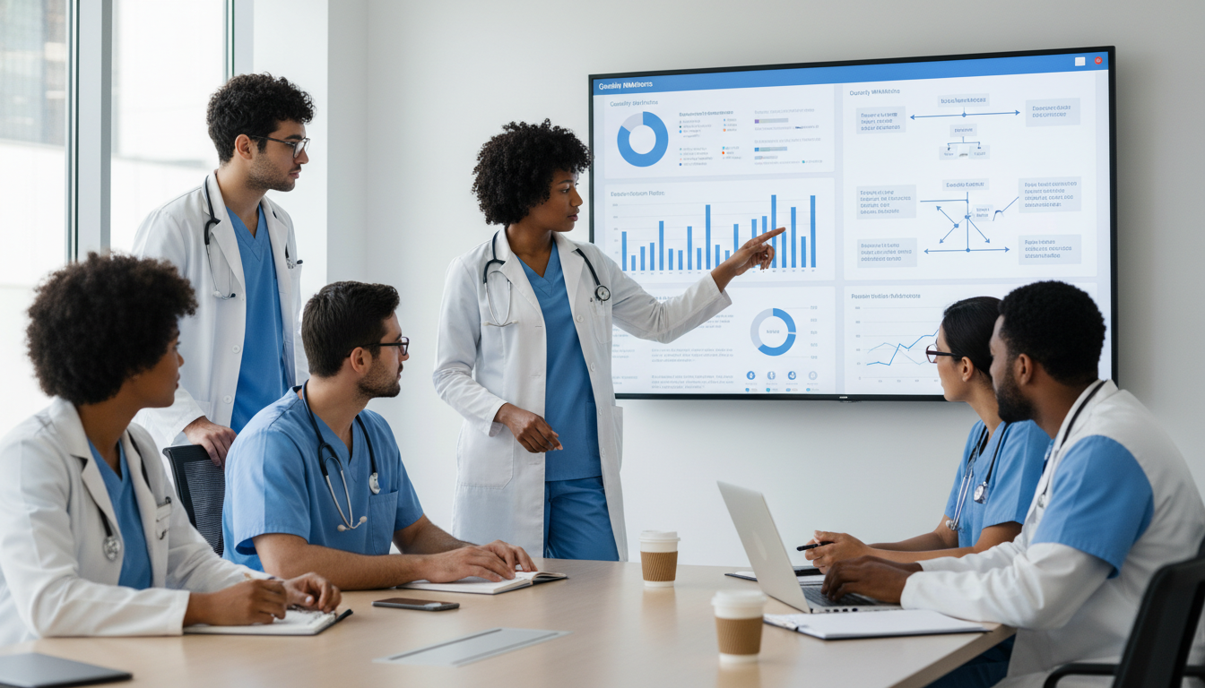 Residents collaborating on EHR-based quality improvement research project Residents collaborating on EHR-based quality improvement research project - Caribbean medical school residency for Research D