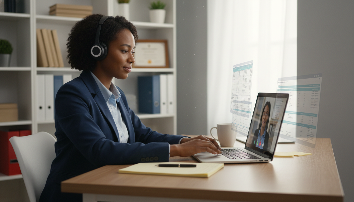Caribbean IMG at laptop during SOAP interview - Caribbean medical school residency for SOAP Preparation for Caribbean IMG in