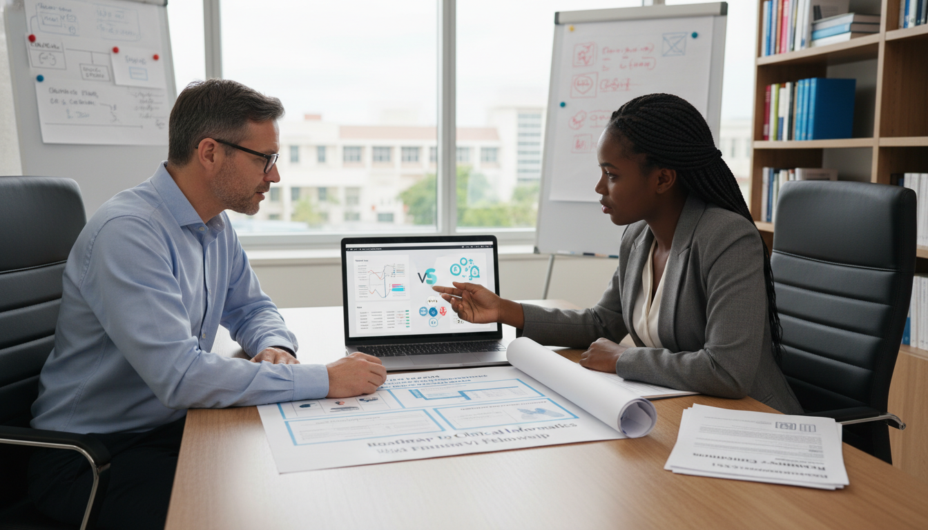 Caribbean IMG discussing residency visa options with advisor while planning clinical informatics career - Caribbean medical s