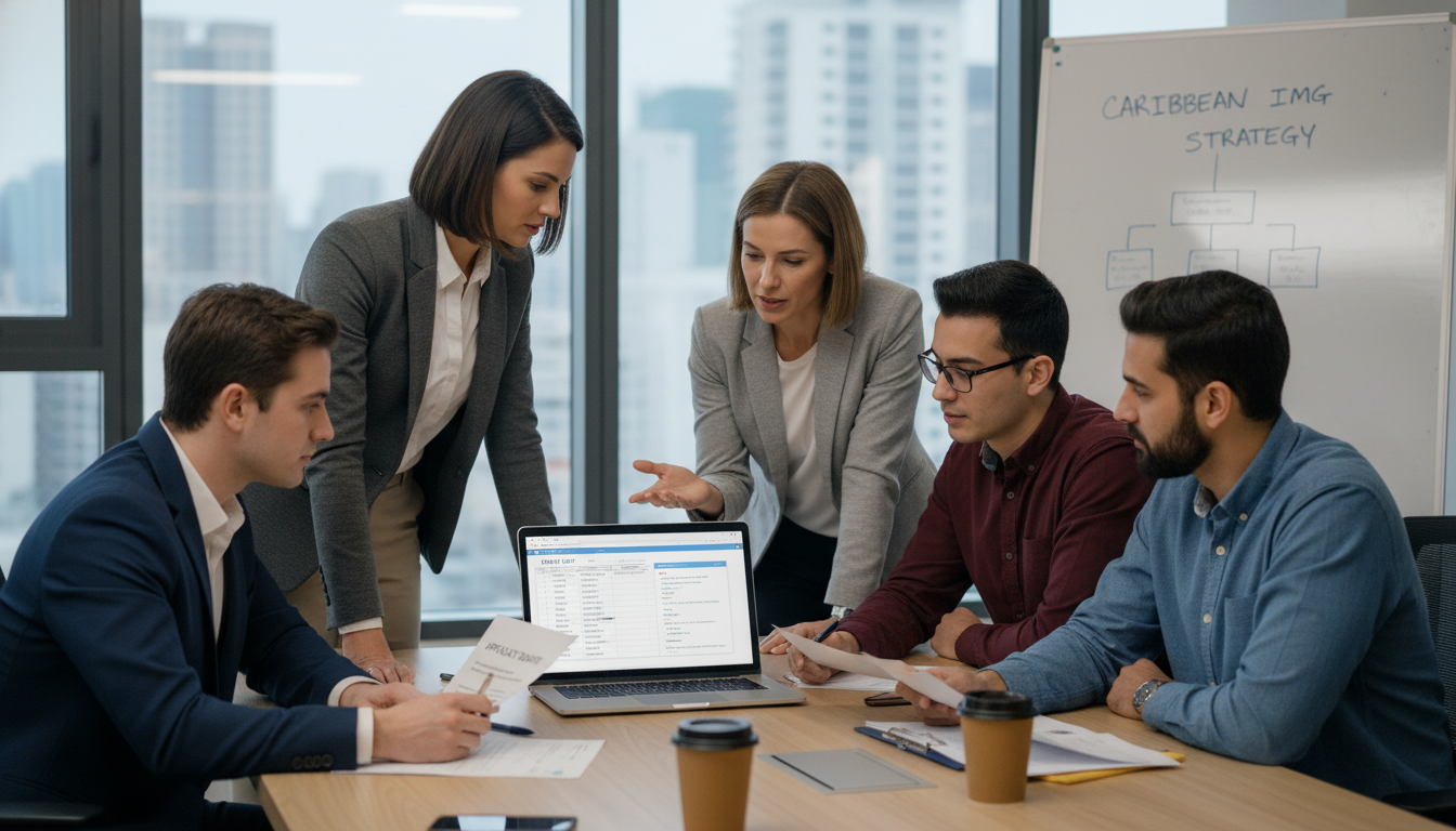 Neurology resident team discussing match strategy Neurology resident team discussing match strategy - Caribbean medical school residency for Pre-Match Communication for Caribb