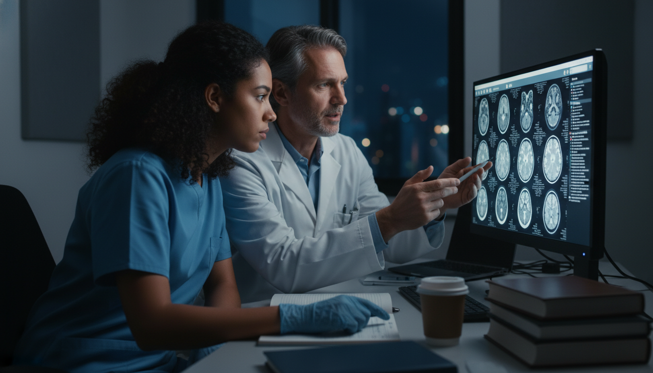 Neurology Resident Reviewing Neuroimaging Neurology Resident Reviewing Neuroimaging - Caribbean medical school residency for Questions to Ask Programs for Caribbean IM