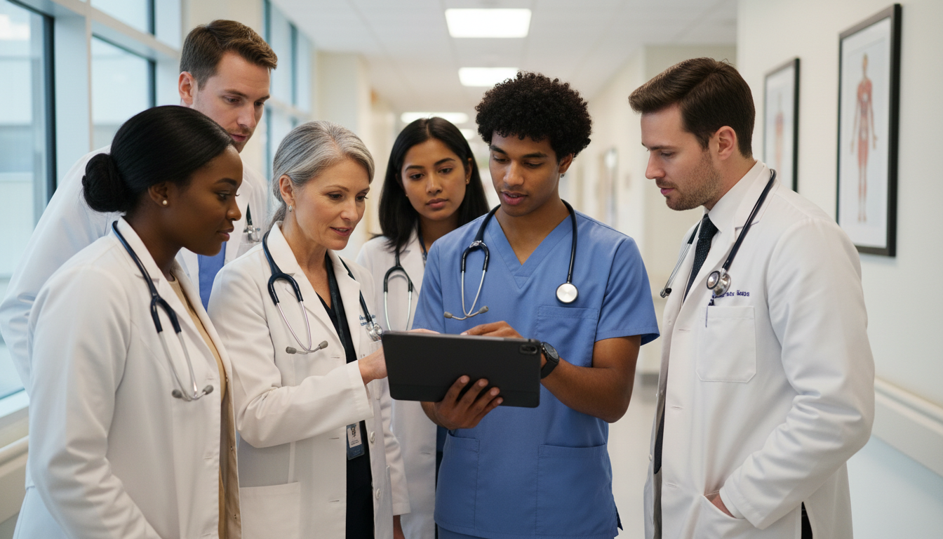 Neurology Residents During Team Rounds Neurology Residents During Team Rounds - Caribbean medical school residency for Work-Life Balance Assessment for Caribbean IM