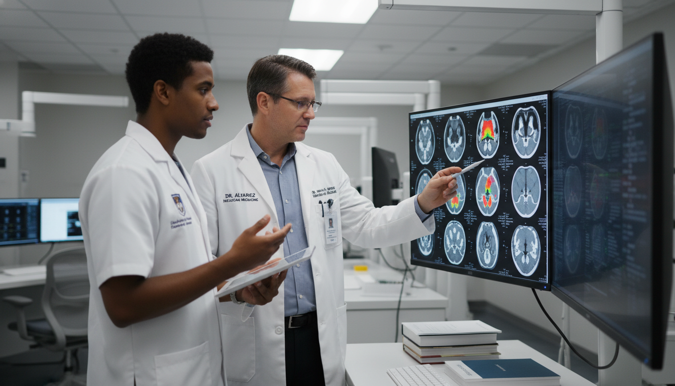 Medical student working closely with nuclear medicine faculty during rotation Medical student working closely with nuclear medicine faculty during rotation - Caribbean medical school residency for Letter