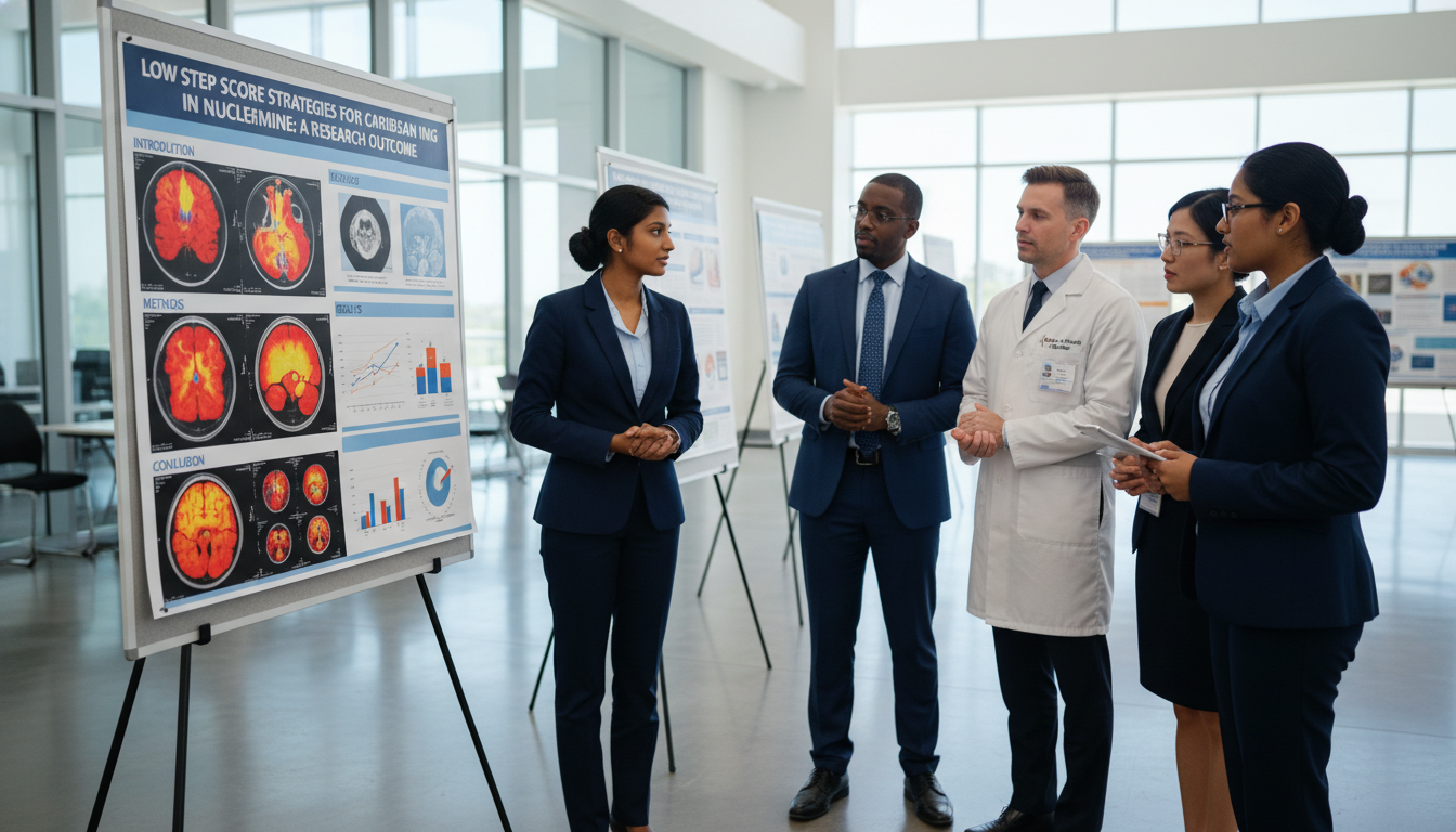 Caribbean IMG presenting nuclear medicine research poster - Caribbean medical school residency for Low Step Score Strategies