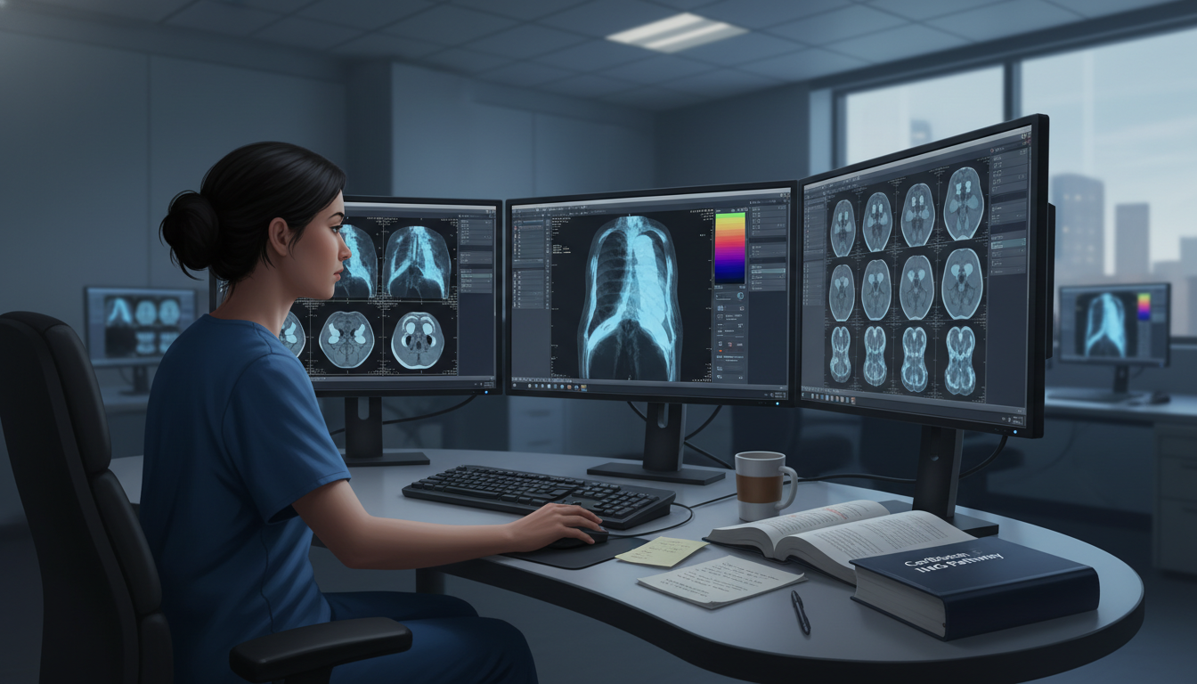 Nuclear medicine resident reviewing PET CT cases Nuclear medicine resident reviewing PET CT cases - Caribbean medical school residency for Addressing Red Flags for Caribbean