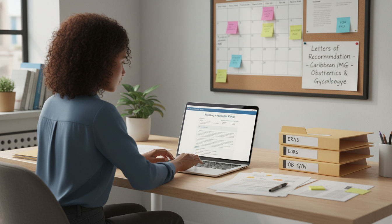 Caribbean IMG student organizing residency application documents and ERAS letter assignments Caribbean IMG student organizing residency application documents and ERAS letter assignments - Caribbean medical school resid