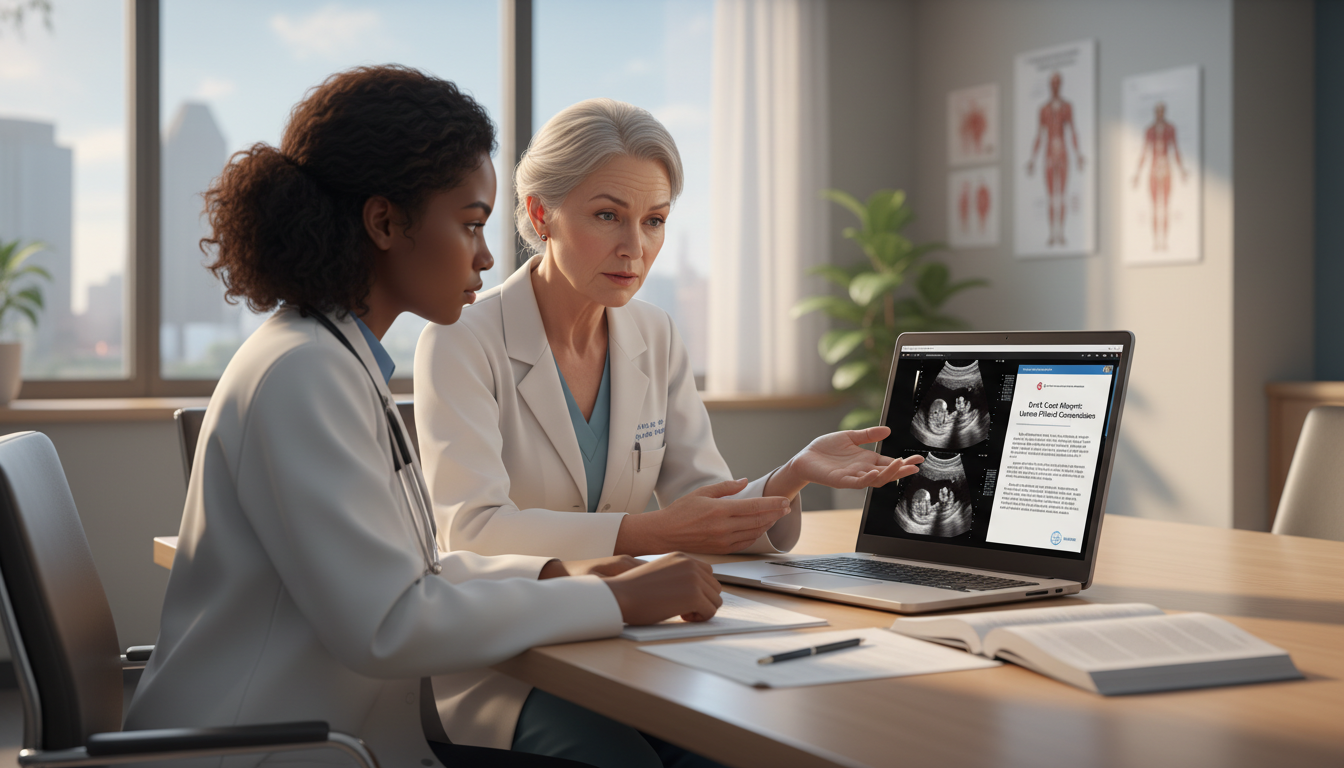 Medical student and OB GYN mentor discussing a case report - Caribbean medical school residency for Research Profile Building